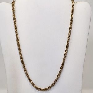 Gold Tone Metal Vintage 21" Rope Chain Hook Closure Classic Minimalist Workwear